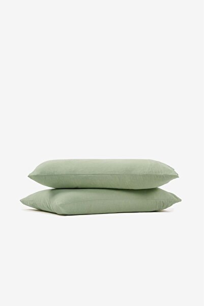 Barine Washed Linen Linen Pillowcases 2-Piece Mint Green 50X70