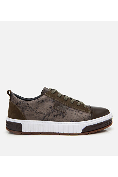 Hotiç Men's Leather Khaki Printed Sports Shoes