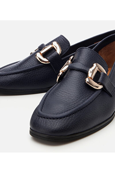 Hotiç Kadın Deri Lacivert Tokalı Günlük Loafer