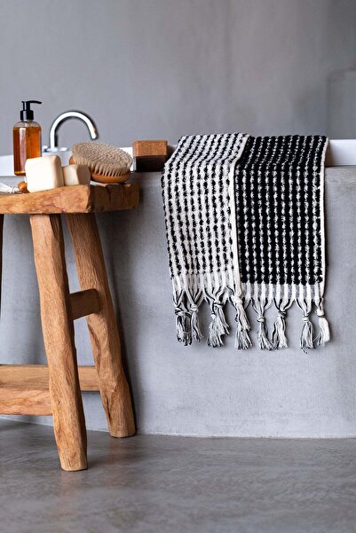 Barine Curly Товста рушник для рук, 750 г/м² Кремово-чорний