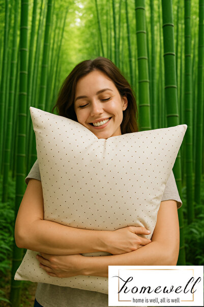 homewell %100 Saf Bambu Hipoalerjenik Ekstra Kılıflı Yastık Krem