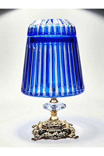 Kristal Market Ручна робота Кришталь Меркурій Вертикальний візерунок Декоративна презентація Серветниця з кришкою Синя