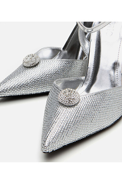 Hotiç Women's Lame Stone Evening Dress Stiletto