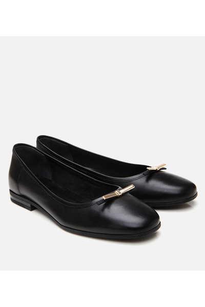 Hotiç Women's Leather Black Ballerinas