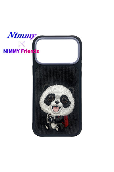 Nimmy iPhone 17 Pro Max Uyumlu 3D Göz Panda Detaylı Gerçek Nakış İşlemeli Kab...