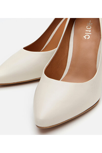 Hotiç Genuine Leather Ecru Women's Stiletto