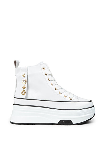 Deery Tenis de damă, alb, din piele lacuită