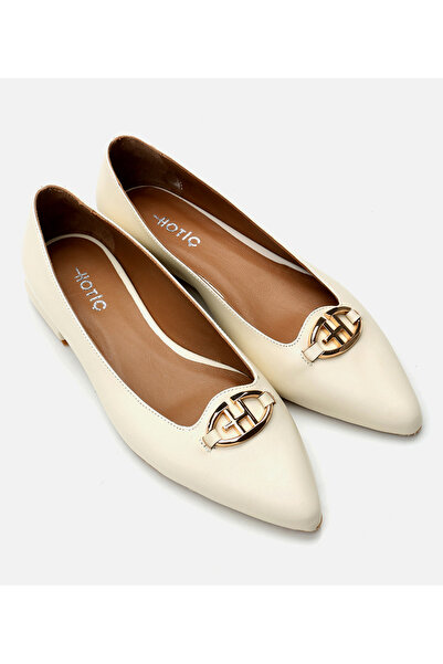 Hotiç Жіночі шкіряні балетки екрю
