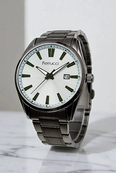 Ferrucci ساعة يد رجالية مع تقويم حافظة فولاذية مقاومة للماء حتى 3 ضغط جوي zmf...