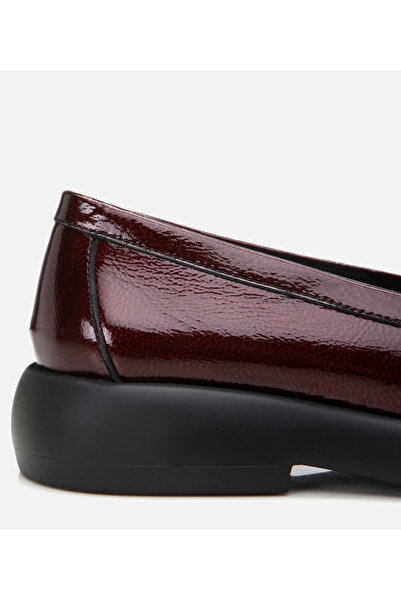Hotiç Hakiki Deri Bordo Kadın Tokalı Loafer