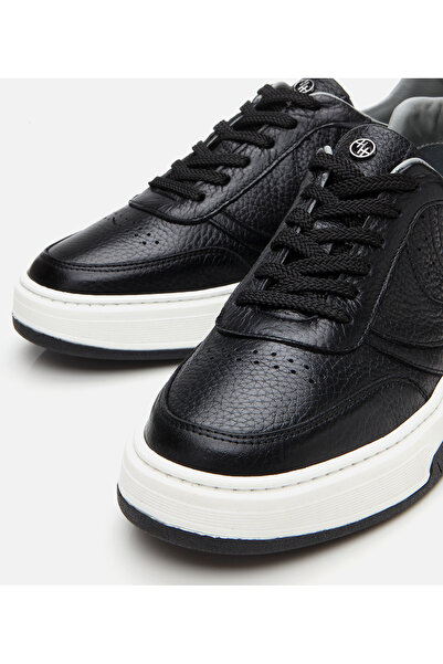 Hotiç Men's Leather Black High-Sole Sports Shoes