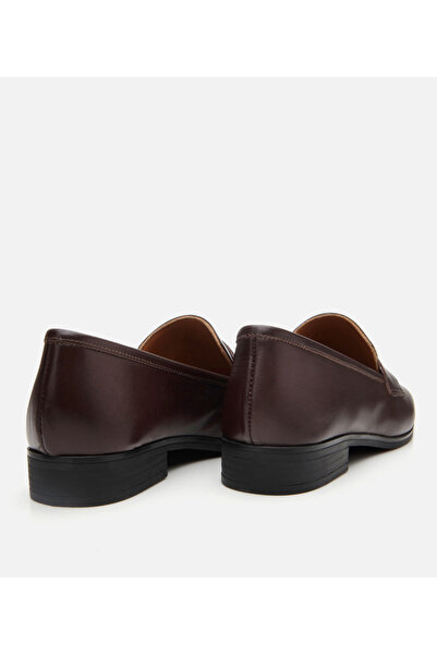 Hotiç Kadın Deri Kahverengi Logo Detaylı Loafer