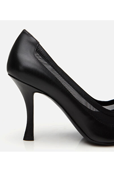 Hotiç Women's Leather Black Transparent Detailed Stiletto