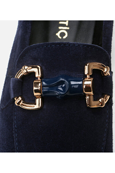 Hotiç Women's Leather Navy Blue Loafer