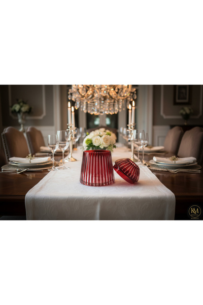 Kristal Market Handmade Cut Crystal Mercury Vertical Pattern Decorative Presentation Holder Napkin Holder with Lid