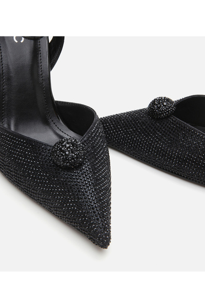 Hotiç Women's Black Stone Evening Dress Stiletto