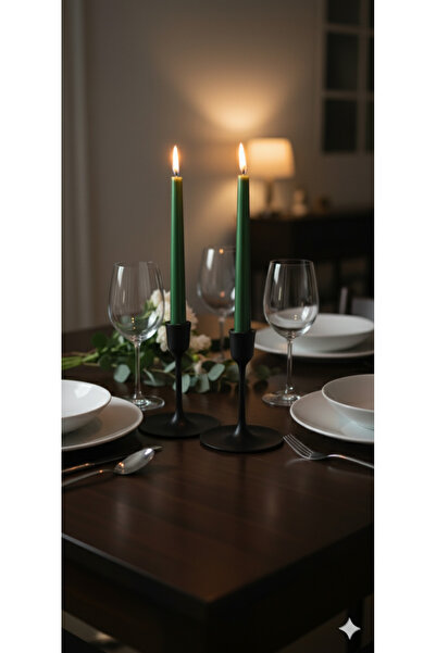 Gizemli Home 2 Li Çam Yeşili Metalik Şamdan Mumu