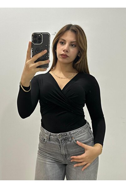 LONELY WOLF Bluză Sandy cu mâneci lungi și noduri în față pentru femei