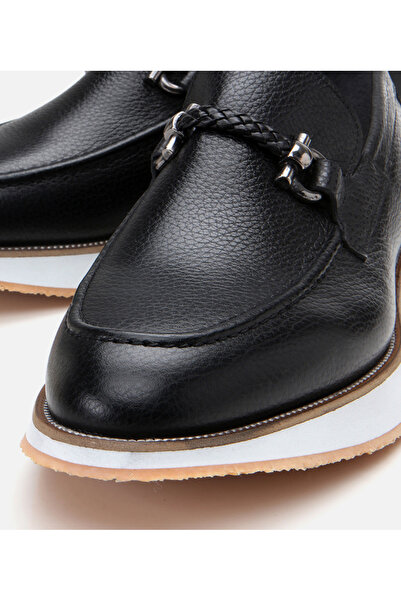 Hotiç Чоловічі шкіряні чорні класичні лофери на спортивній підошві