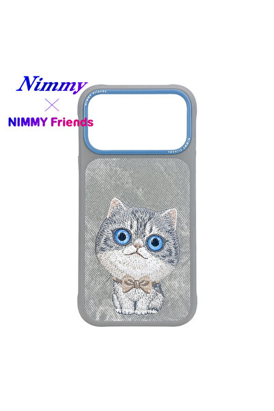 Nimmy iPhone 17 Pro Uyumlu 3D Göz Kedi Detaylı Gerçek Nakış İşlemeli Kabartma...