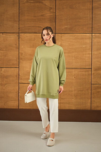 LOCCO Pistachio Green Loose Tunic - Women's Crest Detail