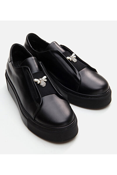 Hotiç Women's Leather Black Sports Shoes