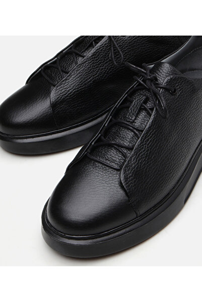 Hotiç Men's Leather Black Casual Shoes