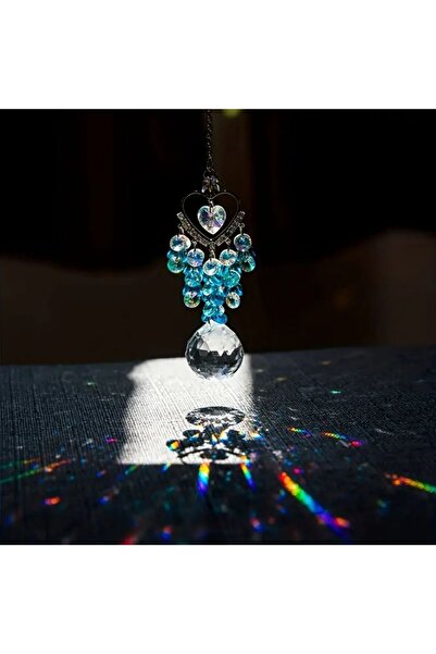 Bozy Dekoratif Kalp Turkuaz Taşlı Kristal Güneş Kapanı-Kristal Suncatcher