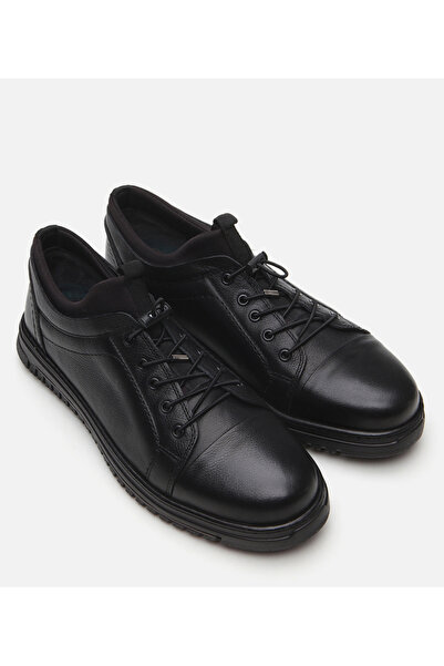 Hotiç Men's Leather Black Casual Shoes