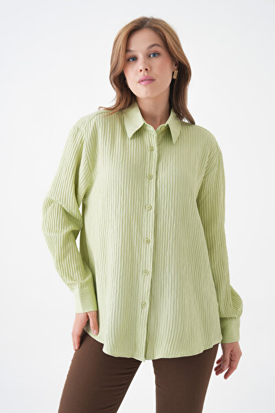 MAMAYAGA Women's Shirt Lapel Front Buttoned Straight Long Sleeve Comfortable Fit Curve Large Bedeb Summer Shirt