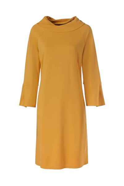 MAMAYAGA Γυναικείο γιακά με τριών τετάρτων μανίκι ίσιο κομμένο αθλητικό κομψό φόρεμα βισκόζης