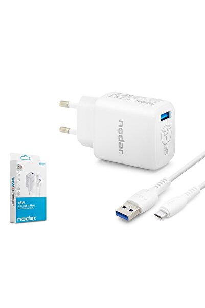 NODAR ND1009 Micro USB QC 3.0 Hızlı Şarj Seti 18W 3.4A USB Adaptörlü 1 m PVC ...