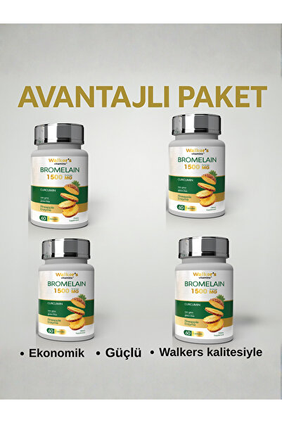 Walkers Bromelain yeşil çay, krom, curcumin, berberine, resveratrol. (4'LÜ)
