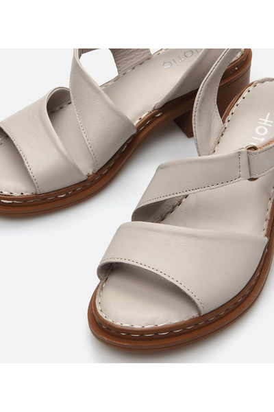 Hotiç Women's Leather Gray Heeled Sandals