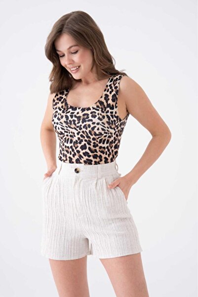 MAMAYAGA Women's Cotton Linen Self-Textured Summer Sports Stylish Maya Linen Shorts