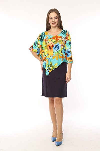 MAMAYAGA Γυναικείο σάλι με μοτίβο γιακά βισκόζη Curve Plus Size Sport Κομψό φ...