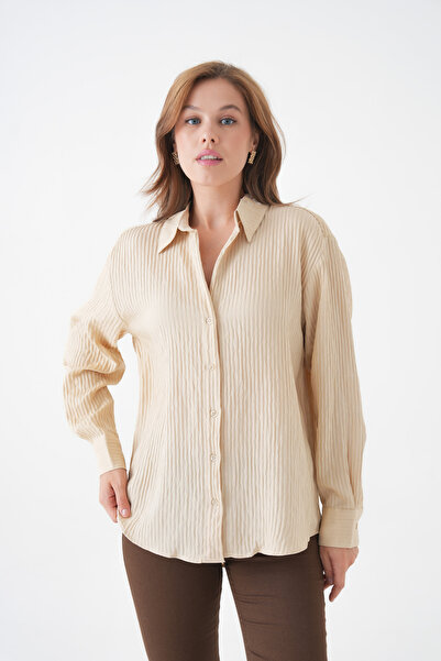 MAMAYAGA Women's Shirt Lapel Front Buttoned Straight Long Sleeve Comfortable Fit Curve Large Bedeb Summer Shirt