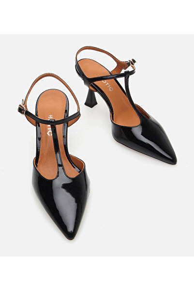 Hotiç حذاء نسائي جلد أسود بكعب رفيع