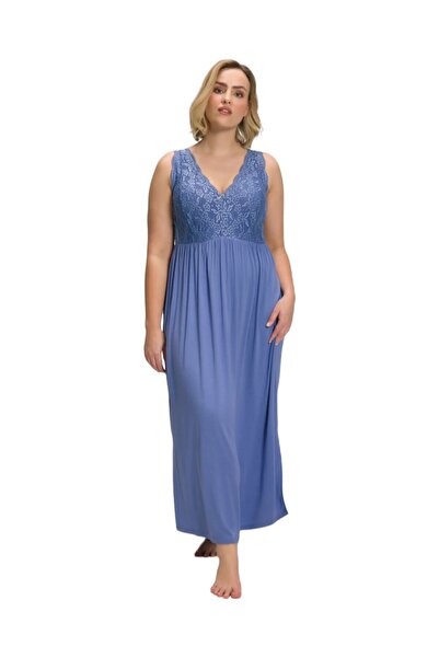 MAMAYAGA Жіноча мереживна сукня на бретельках, блакитна, елегантна, довга, великий розмір, віскозна нічна сукня