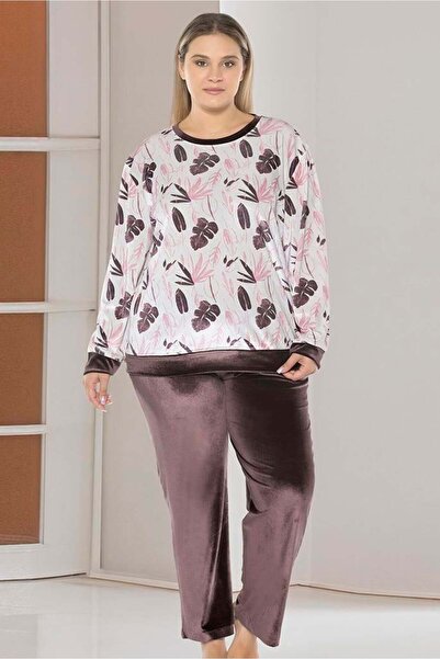 FLZ Velvet Plus Size Oversized Long Sleeve Pajama Set B89-81