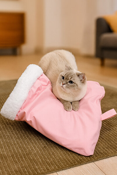 Quun Kedi köpek uyku tulumu yatak Pembe Beyaz velsoft şık tasarım box