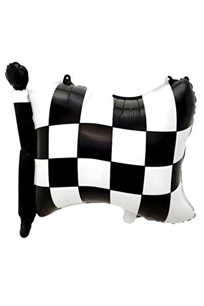 PartiCompany بالون فويل على شكل علم مربعات – 60 × 54 سم 🎈 🏁 ✨