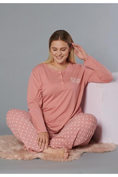 DOWRY BÜYÜK BEDEN BATTAL UZUN KOL PİJAMA TAKIMI B09-171