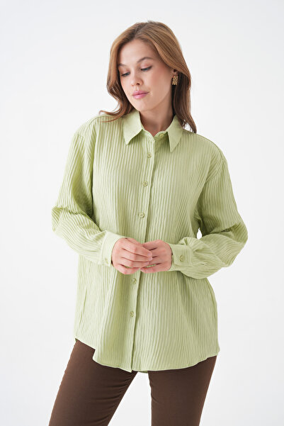 MAMAYAGA Women's Shirt Lapel Front Buttoned Straight Long Sleeve Comfortable Fit Curve Large Bedeb Summer Shirt