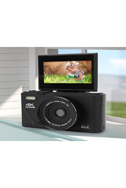 DKH Digital Camera, Autofocus UHD 4K Vlogging Camera with 3 Inch Flip Screen, 64MP 18X Digital
