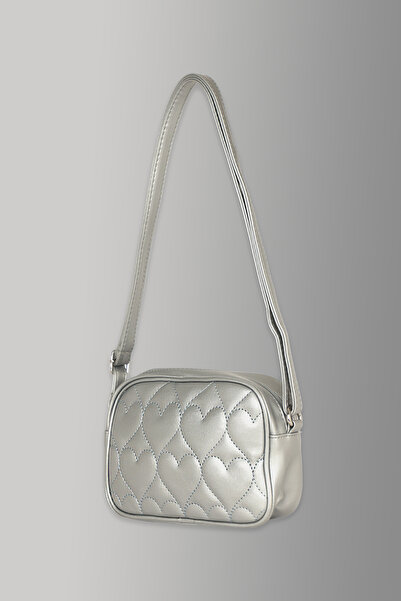 ICONE BAG Gray Children's Shoulder Bag - Icone with Heart Quilted Detail