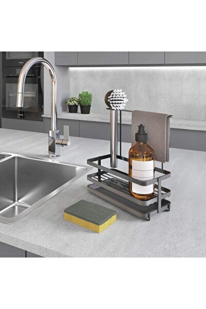 Metaltex منظم حوض المطبخ طوكيو لافا - أسود غير لامع مع طلاء TouchTherm، صنع في إيطاليا