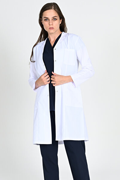 HEMİ Kadın Uzun Gömlek Yaka Doktor Hemşire Öğretmen Önlüğü Beyaz Önlük