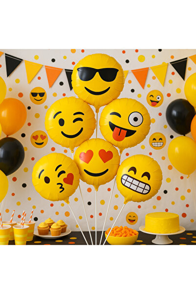 PartiCompany 6-Piece Emoji Foil Balloon Set – 18 Inches 🎈 😁 🎉 ✨