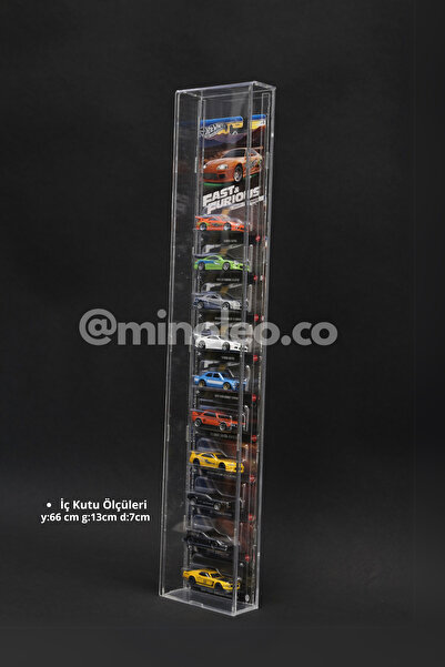 Minoleo Kapaklı Pleksi Hot Wheels Diecast Araba Premium Uzun Kartonetleri İle Dikey Araç Sergileme Rafı